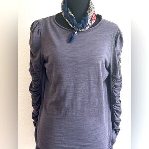 For the Republic Charcoal Gray Ruched Long Sleeve Tee, L